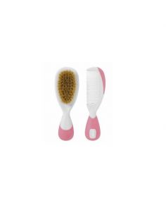 CEPILLO Y PEINE INFANTIL CHICCO PELO NATURAL ROSA