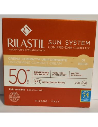 RILASTIL SUN SYSTEM 50+ CREMA COMPACTA  1 ENVASE 10 G COLOR 01 BEIGE