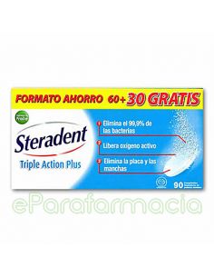 STERADENT TRIPLE ACCION PLUS LIMPIEZA PROTESIS DENTAL 90...